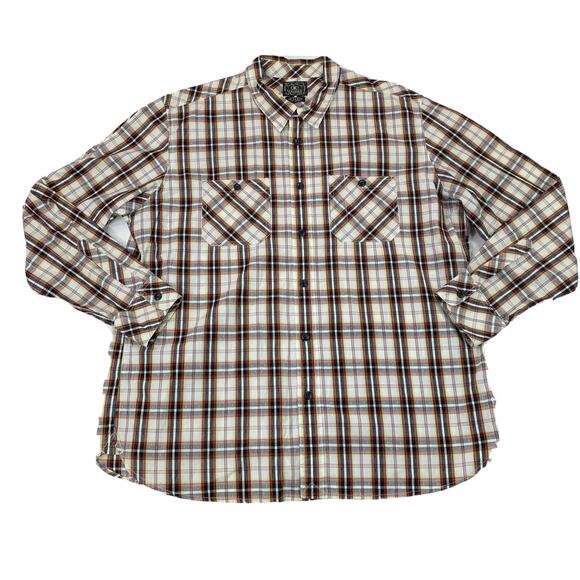 Lucky‎ Brand Men's Size 2XL XXL Plaid Western Button-Front Long Sleeve Shirt - Picture 1 of 12